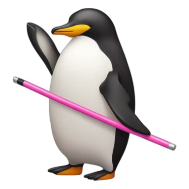 Pinguin with a pole bar with a pink short sticker