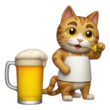 cat cooking ans a beer sticker