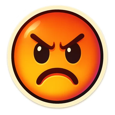 A face displaying an anger emotion. The sticker should have a transparent background with a clear outline. Ensure the sticker is neatly composed and does not extend beyond the edges. sticker