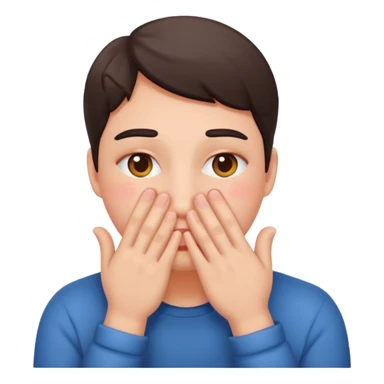 😳 emoji blushing and completely covering face with hands because they are flustered and embarrassed, face is very flushed sticker