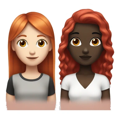 Red hair girl and white skin black hair girl  sticker