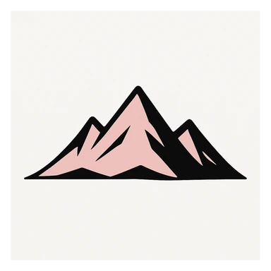 minimal mountain, pink and black, on white background, no text sticker