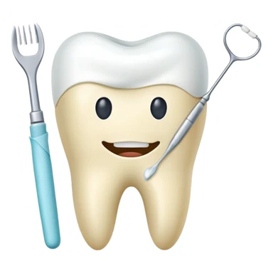 tooth with a bandage and dental instruments, symbolizing root canal treatment sticker