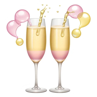 Two glasses of champagne in soft pink, beige and yellow pastel colors sticker