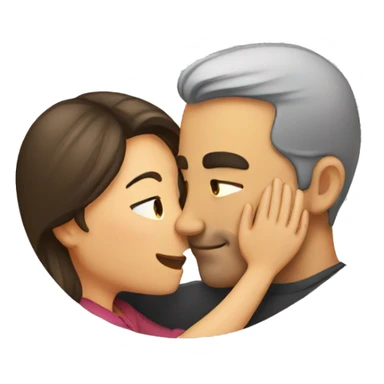 a woman whispering on a man's ear sticker
