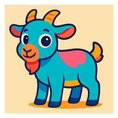 cute cartoon goat, vibrant toon style sticker