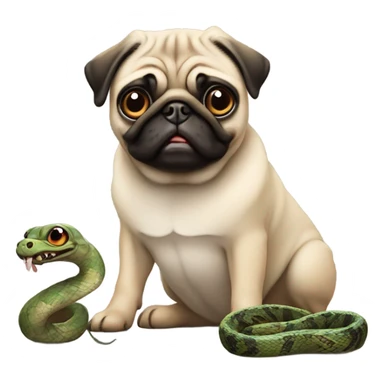 Pug with a snake sticker