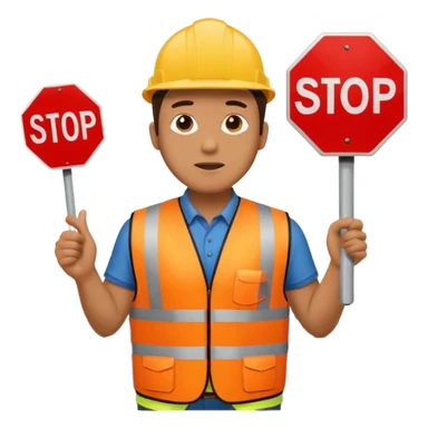 a man with cardboard in hands stopping cars sticker