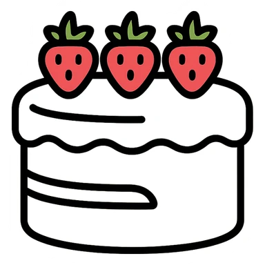 white cake with strawberries on top sticker