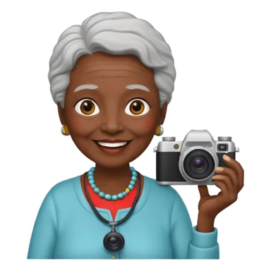 woman cameraman hold a camera, elderly black skin sticker