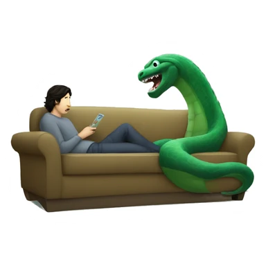 Adam driver in couch with Loch Ness monster watching a movie  sticker