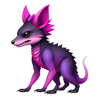 Cool Edgy Black-pink-purple-gradient badass vernid-animal-creature full bodyd sticker
