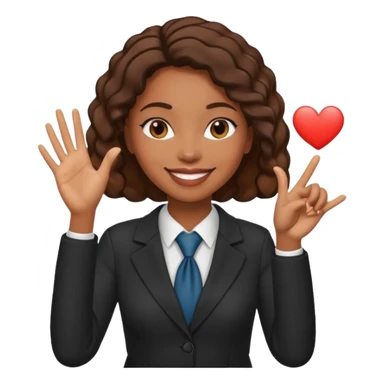 Black woman lawyer making hand hearts sticker