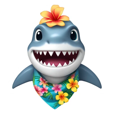 shark wearing Hawaiin flower necklace sticker