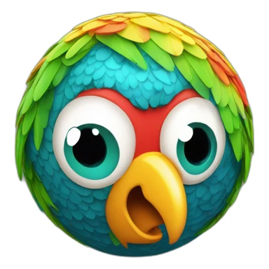 3d sphere with a cartoon Parrot skin texture with big playful eyes sticker