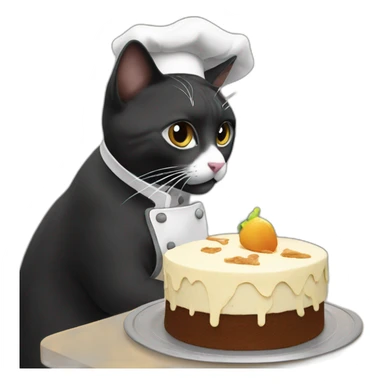 cat black and white cooking cake sticker