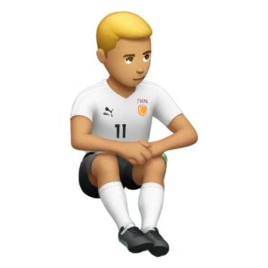 soccer player sitting down holding his knee- isometric view sticker