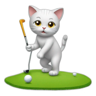Cat playing golf sticker