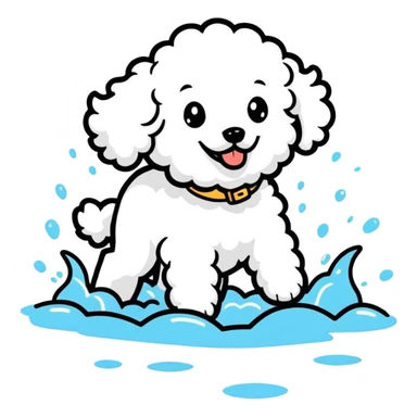Mini poodle splashing sticker