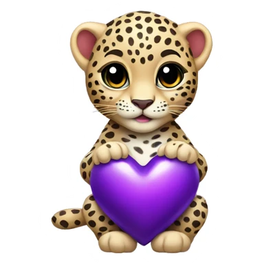 Baby leopard holding a purple heart  sticker