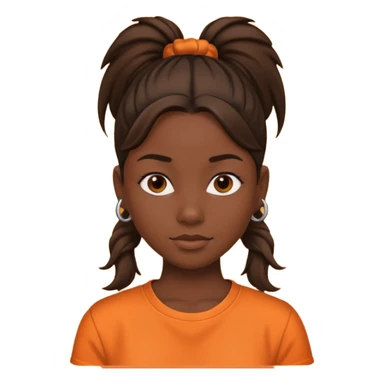 black girl with orange shirt and ponytail sticker
