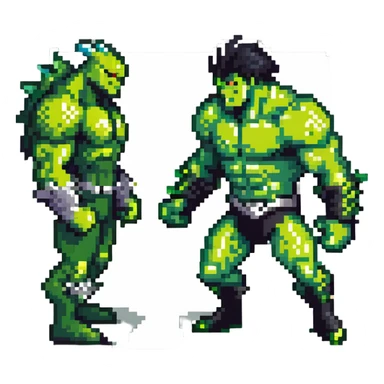 Hulk battling Abomination, muscular green hero versus spiky monster sticker