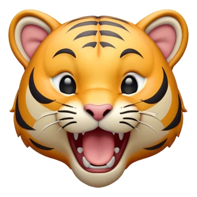 Cinematic Cute Yawning Tiger Portrait Emoji, Head tilted slightly with a dramatic, wide-open yawn, showcasing a lithe, striped body with drowsy, half-closed eyes and an open, relaxed expression, Simplified yet irresistibly adorable features, highly detailed, glowing with a soft, cozy wild glow, high shine, relaxed yet expressive, stylized with a dash of whimsical jungle charm, soft glowing outline, capturing the essence of a drowsy yet affectionate tiger that appears ready to stretch out for a nap! sticker