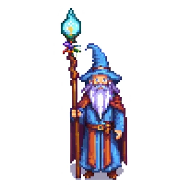a wizard with a long beard and staff sticker