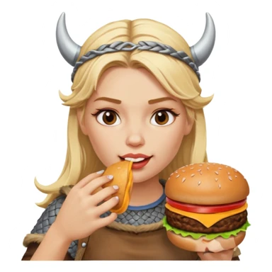 woman viking eating burger sticker