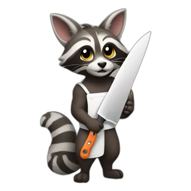 a rarcoon holding a chef knife sticker