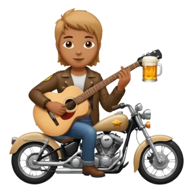 We're creating a quiz for a New Year's Eve team. The idea is that people have to guess which emoji belongs to which person from three emojis. Now it's up to you to make one whole emoji from the following  emojis.  🏍🎸🍻👦 sticker