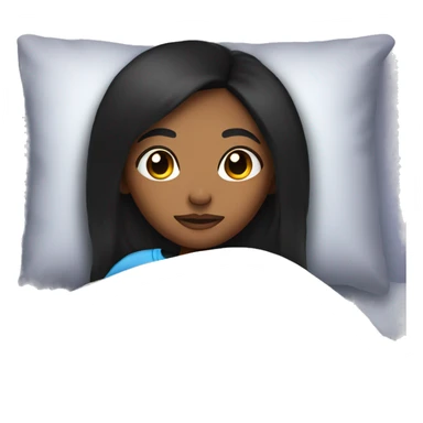 Brown skin girl with straight black hair in bed sleeping  sticker