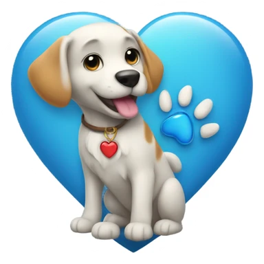 blue heart with paw sticker