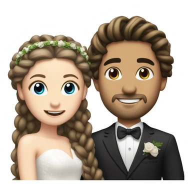 hot spanish man with braids and a brunette white girl at their wedding sticker