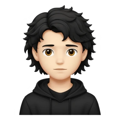 Menino de 15 anos de cabelo preto ondulado volumoso e de roupa preta sticker