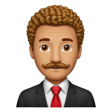 Man with curly mustache & red tie sticker