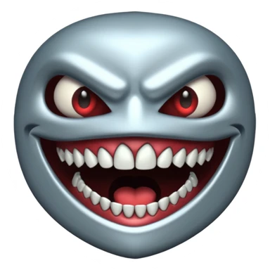 metallic only teeth with sharp fangs, chrome texture, dark shadows sticker