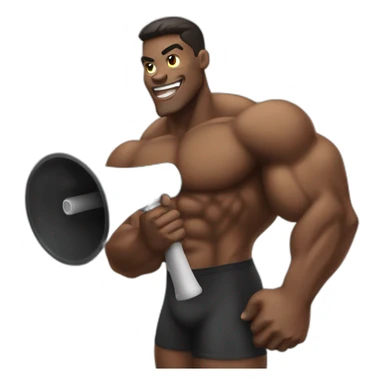 black bodybuilder with megaphone speaking sticker