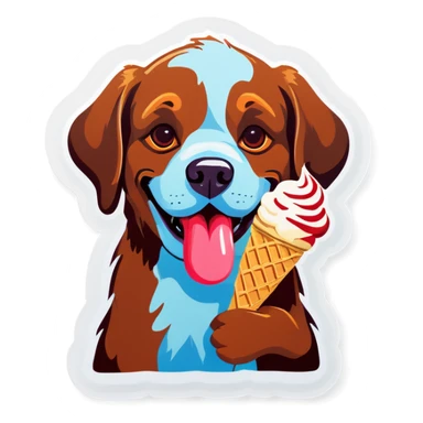 Dog eating ice cream sticker
