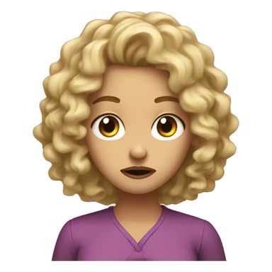 Dirty blonde girl with curly hair making disgusted face  sticker