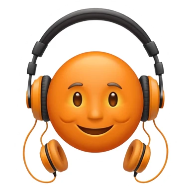 Orange happy face emoji with a couple of hair,headphones,and antennas. sticker