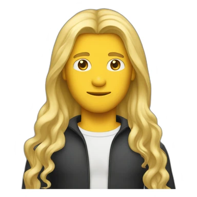 Guy with long blond hair wity spandex sticker