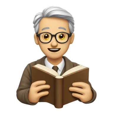 etudiant vieux lisant un livre sticker