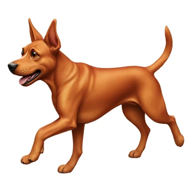 realistic solid red dog with pointed ears running sticker