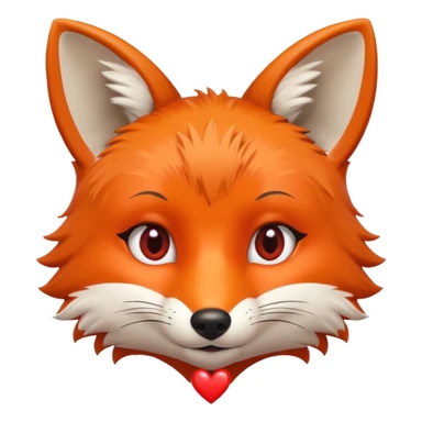 Zorrita con pestañas y un corazón rojo grande sticker