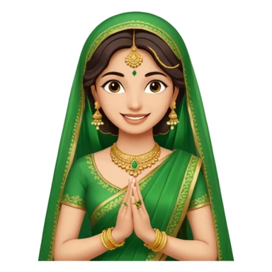 bride in mehendi Ceremony standing in green saree sticker