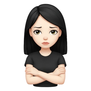 pouty/sad arms crossed emoji woman with long black hair sticker