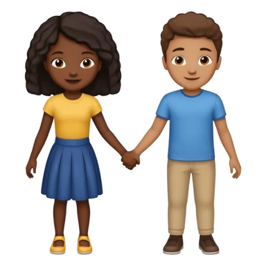 darkskin girl and lightskin boy holding hands sticker