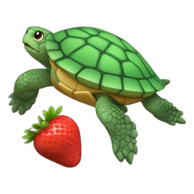 Tortue course avec fraise sticker