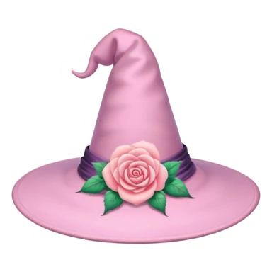 Pink Pastel Witch Hat With Rose sticker